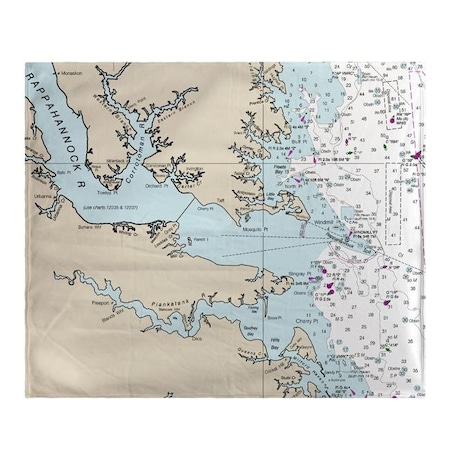 Betsy Drake BK12280HF 50 X 60 In. Chesapeake Bay; VA Nautical Map Fleece Throw